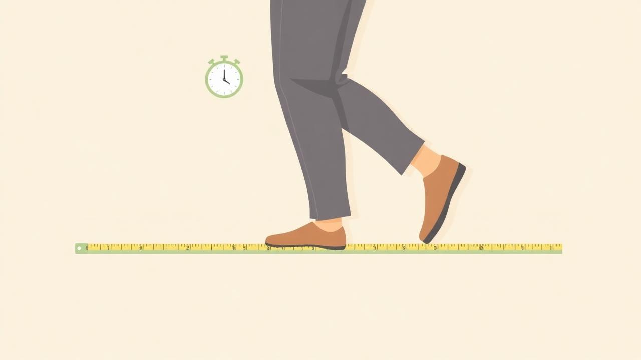 바닥에 4미터 표시하고 걷는 모습과 스톱워치